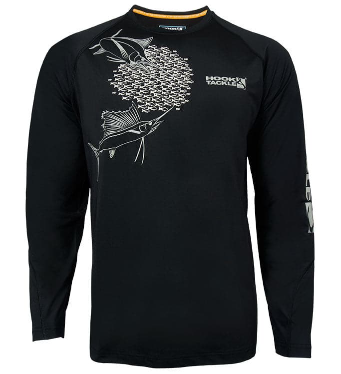 UV|UPF Sun Protection T-Shirt - Men's Feeding Frenzy Vented L/S UV Fis Hook & Tackle